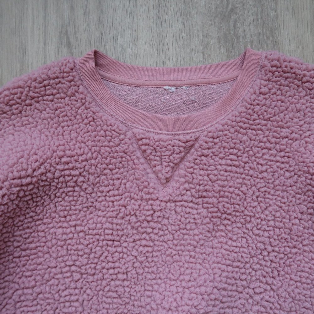 Victoria's Secret Pink Oversized Sherpa Pullover Crewneck Sweatshirt - Picture 2 of 7